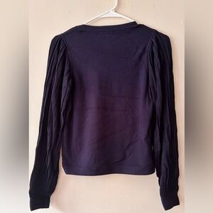 Club Monaco Dark Blue Pleated Long Sleeve Sweater Top . Size Small.